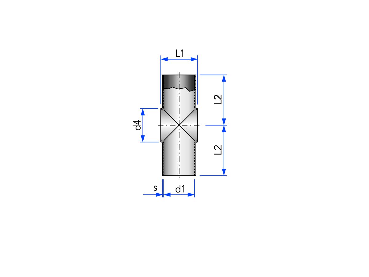 Kreuzstück S-S-S-S, kurz,für Rohr DIN11850, Reihe 2
