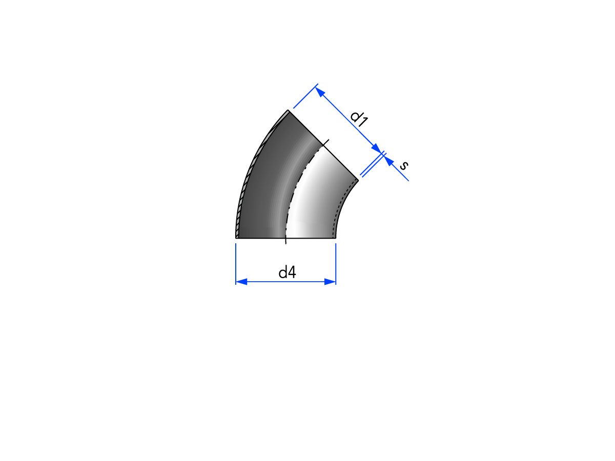 Bogen S-S 45°, in Anlehnung an DIN 11852