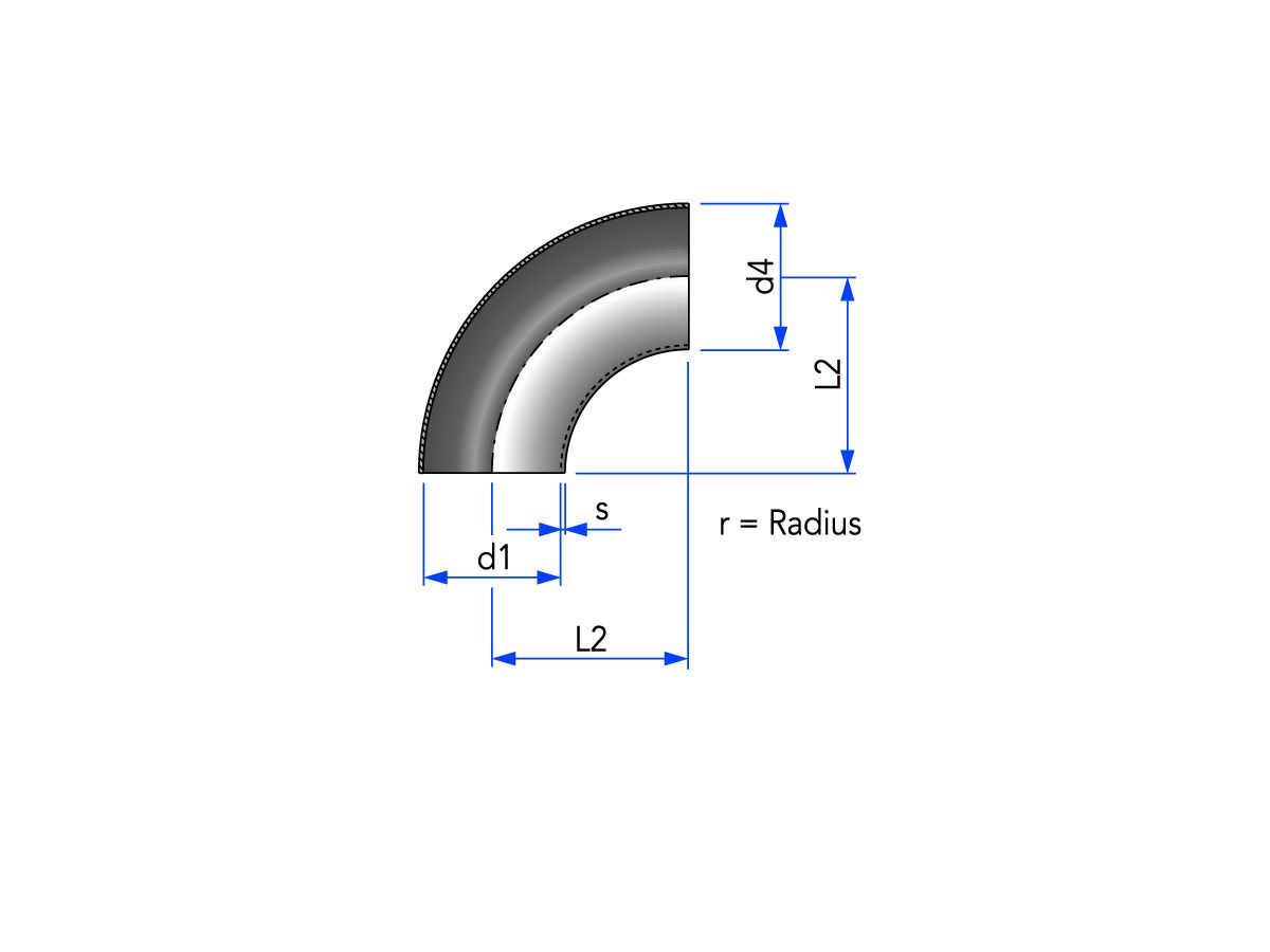 Bogen S-S 90° für Zoll-Rohr