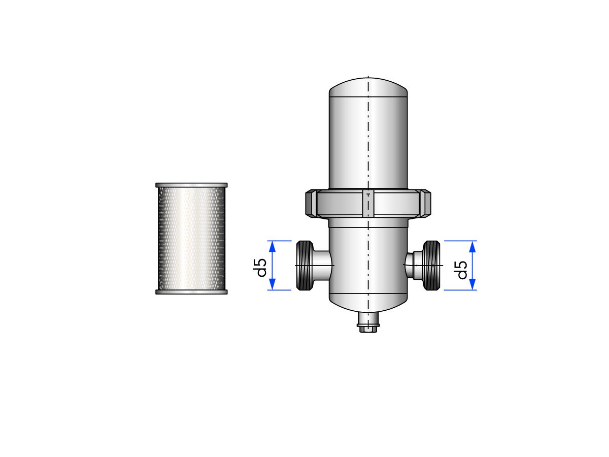 Filtre d'air stérilisé G-G complet avec cartouche filtrante conception en acier inoxydable