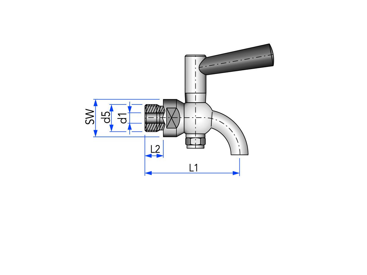 Robinet de vidange sortie avec coude 90°