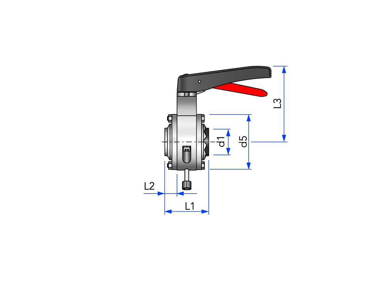 Leckage-Scheibenventil S-S, komplett mit Kleinflansch PN10, Nr.2041, handbetätigt