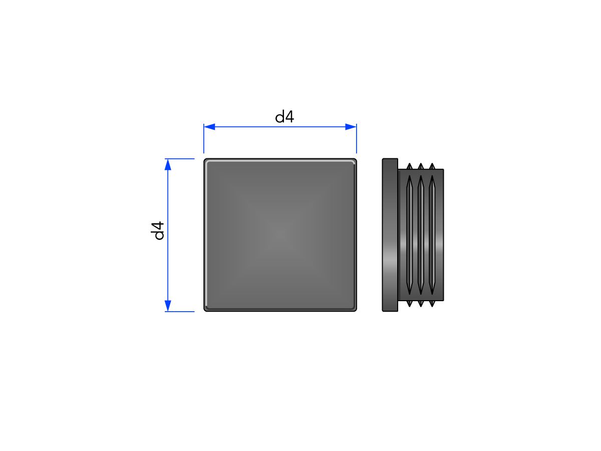 Bouton terminal synthétique pour tube carré