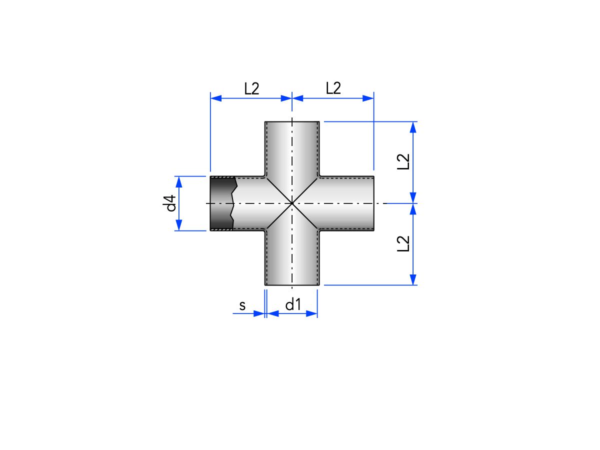 Kreuzstück S-S-S-S, für Rohr DIN11850, Reihe 2