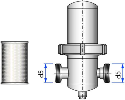Filtre d'air stérilisé G-G complet avec cartouche filtrante conception en acier inoxydable