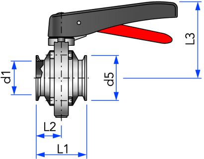 Vanne papillon Cl-Cl, pouce